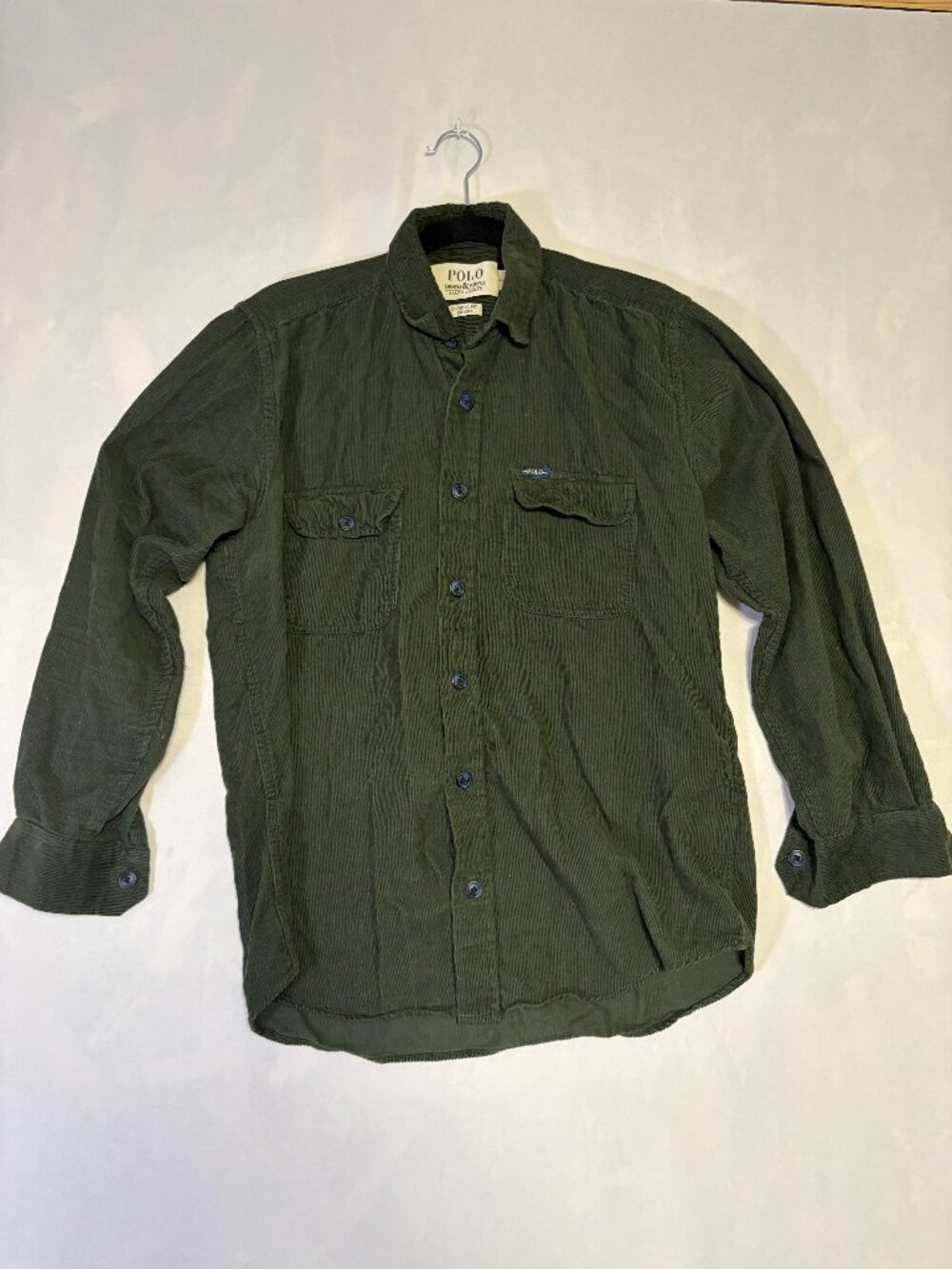 Polo Ralph Lauren Green Corduroy Button Up Shirt Classic Fit Men's L